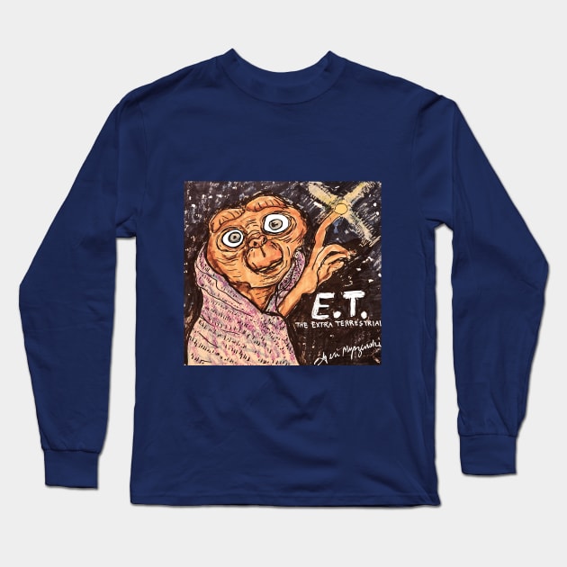 ET The Extra Terrestrial Steven Spielberg Long Sleeve T-Shirt by TheArtQueenOfMichigan 